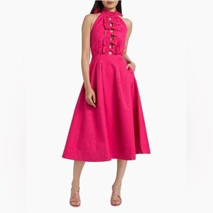 Rebecca Vallance Tahlia Watermark Taffeta Halter Midi Dress